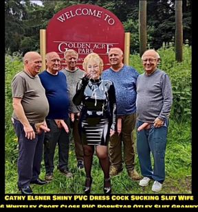 Shiny PVC Dress Slut Granny Sucked off Five Cocks Dogging Porn Granny