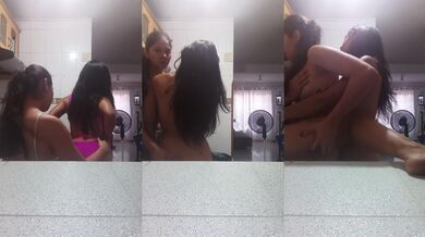 hot student gets fucked in the kitchen lesbian sex