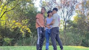 Colombian Cruisers Pants Down Gushing Cum Public Threesome
