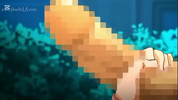 Novia anime es follada por dos personas en la calle con DP frente al novio masoquista