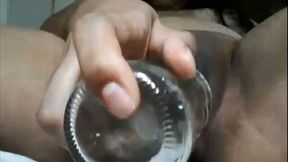 Kinky amateur Filipina brunette teen masturbated her pussy with a bottle