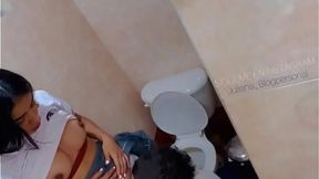 Amateur Couple Caught Fucking in School Bathroom, Fiery Cumshot in Her Mouth!