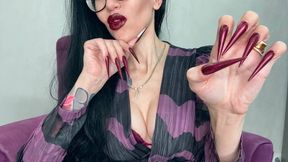New color Long nails, sharp stilettos, long fingers sucking and hands worship, palms wide