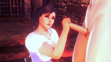 Belle give a Handjob and a Blowjob - Beauty and the beast parody