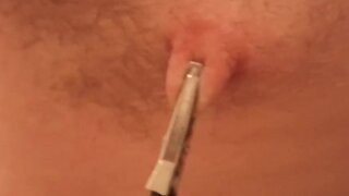 Naked weighing with anal plugs and butt caged slave humiliation