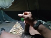 Buck jacking in the tent