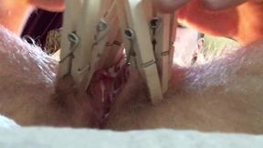 Teen Ftm Tortures Horny Pussy With Hot Wax And Clothespins (vocal)