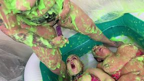 subs maisie lewis & kitty get gunged & grind by lola devil