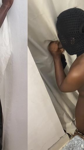 Gloryhole Suck off with Hot Security Guard I Met at the Mall