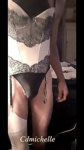 Crossdresser Cdmichelle Wearing Sexy Black Turtle Neck Bodysuit