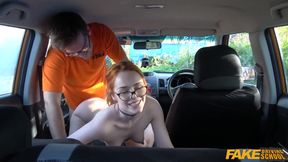 Skinny redhead Ella Hughes will definitely get her license after such a passionate car fuck with her driving instructor