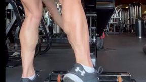 Chiseled Calves Toe Pointing On The Hyper Extension Machine