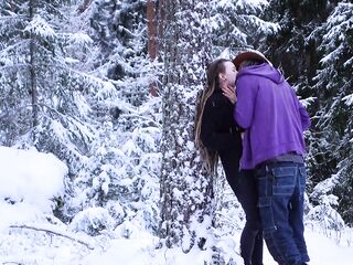 Sex in the winter forest whilst the snow is falling - RosenlundX - 4K