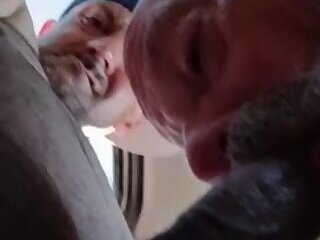 Old man working my 9in UnCut Cock over in my van midday at the park so much deepthroat worship 😊 fun