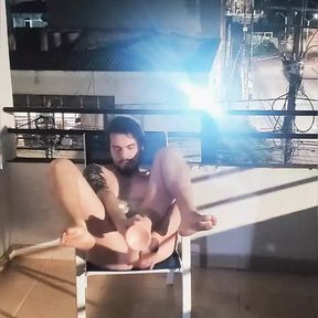 Riding Dildo in the Balcony