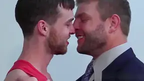 Suited Office Hunk Drills Nipple Pierced Burglar On Desk