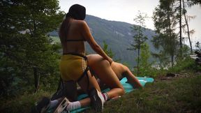 Hiking with Mia Rider and her sub gone wild!