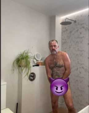 Daddy shower time. Empting my balls for my boys. Cum shot and a great wank.