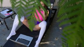 Busty Teens Rides Voyeur
