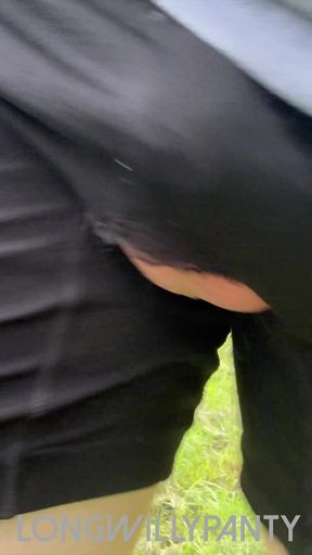 Straight guy walks around with his big balls hanging out