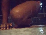 bi jockstrap exposed jumpoing out pool