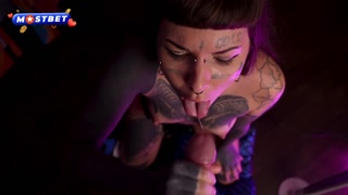 Cum in a stripper's mouth