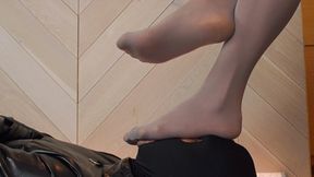 Sexy Legs Punish Slave Restraint With A Straitjacket - Gray Matte Tights