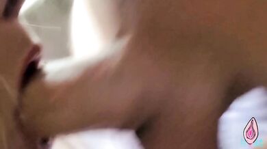 Deepthroat until cum drips from her throat and heels click