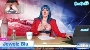 Huge Boobs Jewelz Blu Rides Sybian & Masturbates Live On Air