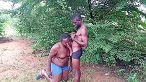 Chubby Kneeling and Given Blowjob Outside