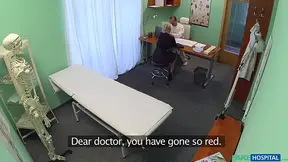 MATURE BABE doctor gives a hardcore BJ to a porn star patient with huge boobs