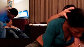 ”Lustful large tits African teen Sasha A sucking big white shaft before sexy sex”