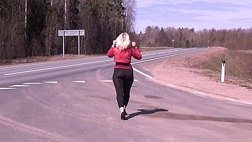 Black transparent leggings - Teasing on road