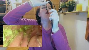 eating an apple vore exploration with medical endoscope