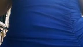 Masturbation in blue dress