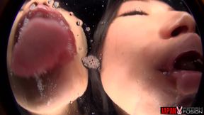 POV Spit Frenzy: 2 Tongues, 1 Lens, You Overwhelm in Saliva as Tsubaki Kato &amp; Iori Tease You with Their Dripping Mouths.