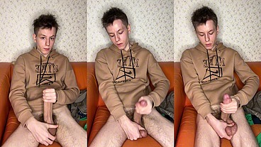 College Twink Strokes Huge Dick After Long Day