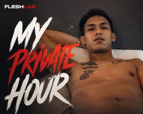 MY PRIVATE HOUR: Tatted Pinoy Twink Strokes His Hairy Dick in Hotel Room Until He Shoots