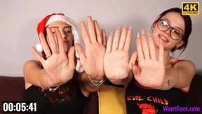 Models Measuring Their Hands - 4K MP4