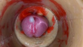 Camera deep inside tight pussy captures huge cum explosion 4k