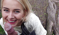 Cute blonde teen Aisha takes a big fat cock for cash