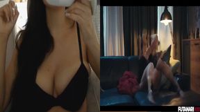 Tgirl’s Futa Cock Bursts Loads While She Prostate Moans in Solo Porn React