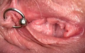 Extreme Close up Wetting My Pussy and Slow Pissing