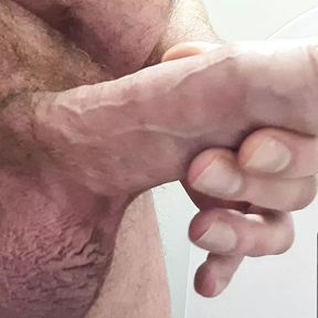 Daddy Bear precum and cum on you with uncut big bear cock