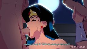 Car Toon In Wonder Woman Threesome Fuck
