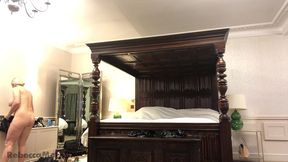 rebecca more from naked into a sexy latex outfit reverse striptease