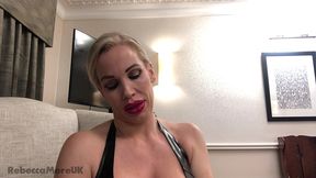 rebecca more from naked into a sexy latex outfit reverse striptease