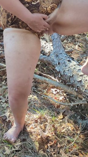 peeing and making a mess in the forest   Clip 1
