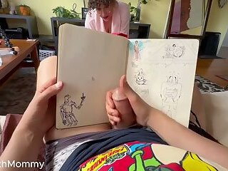 Stepmom Walks In On Step Son Jerking Off During Homework - Turns Study Break Into Tight Anal