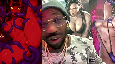 Tight Bald Pussy Demon Girl Getting Fucked By Tendrils, AI Generated